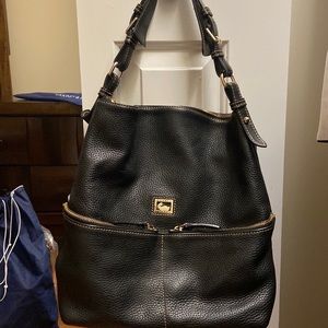 Black on black D&B medium Pebble Dillen leather bag